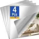 4 Pcs 16" x 16" Acrylic Flexible Mirror Sheets, Peel and Stick Mirror Tiles on Mirrors for Wall, Full Length Body Mirror for Home Gym, Bedroom, Door and Bathroom Decor