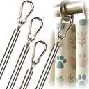 36 inch (4 Pack) Stainless Steel Iron Curtain Pull Wand - Drapery Pull Rod - Verstaile Curtain Wand - Strong Metal Drapery Wand (36in SS 4Pk)