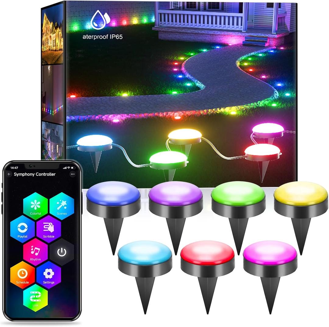 sasecgo Outdoor Ground Lights, 32.8 ft Outdoor Lights, 16 Million Colors Changing, with Alexa, Google Assistant IP65 Waterproof for Patio, Halloween, Christmas, Party