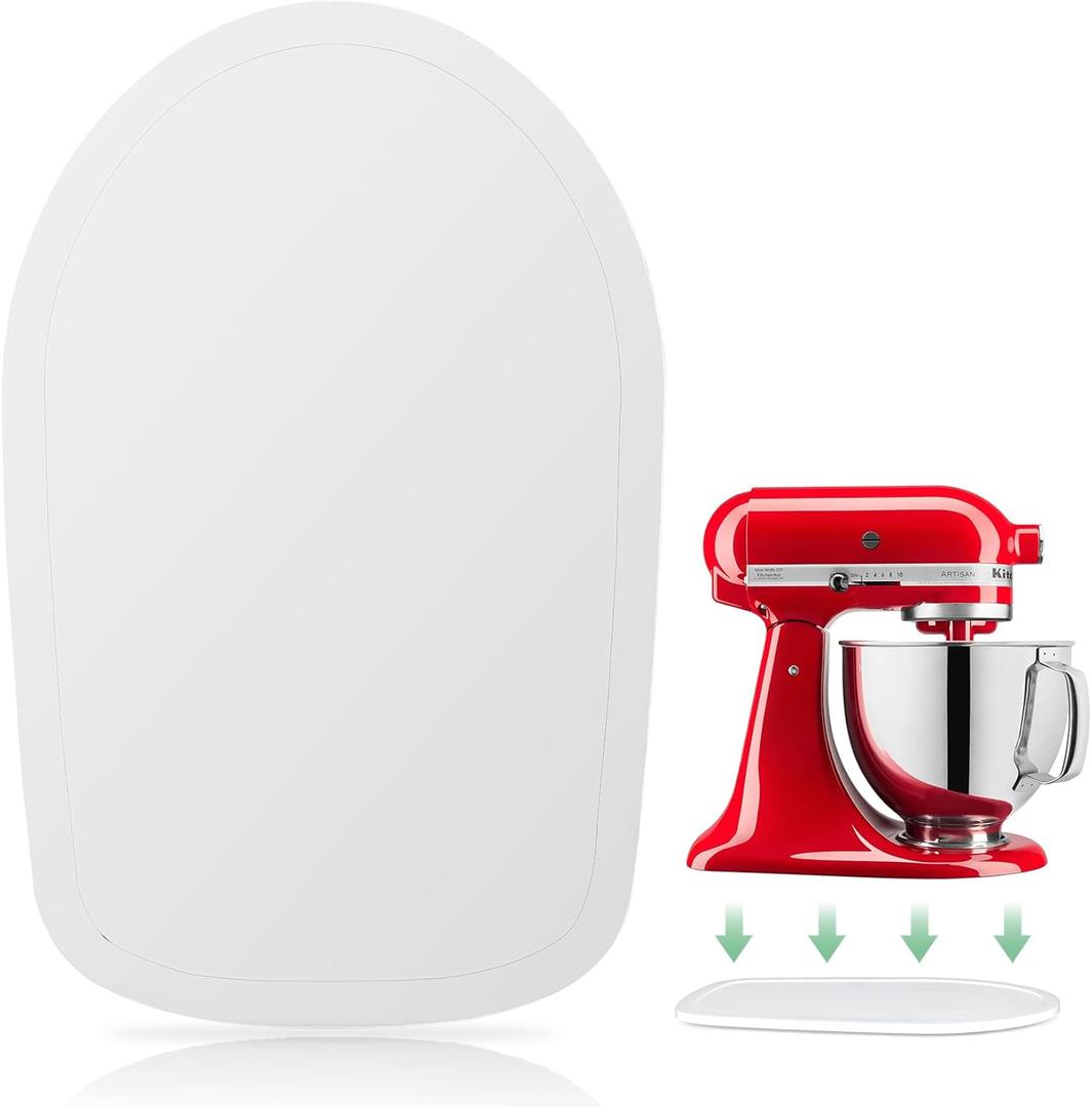 Compatible with Kitchen aid 4.5-5 Qt Bamboo Mixer Slider - Appliance Slider for Tilt Head Kitchen aid Stand Mixer Artisan, Countertop Storage Mover Sliding Tray Accessories Attachments-white