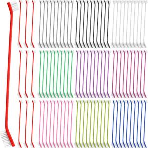Honeydak 600 Pcs Dog Toothbrush Bulk Dual Headed Dental Brushes Dogs Tooth Brushing Kit Long Handle Pet Tooth Brush for Puppy Large Small Cats Most Pets Teeth Cleaning Dental Care Supplies, 15 Colors
