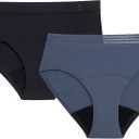 Thinx for All Period Underwear, Everyday Comfort Brief, Holds Up to 12 Regular Tampons*, Period Panties, Leakproof, Reusable & Controls Odor, Black + Storm with Lace, 2 Pack, S