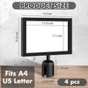 Kigley 4 Pack Stanchion Sign Holder Horizontal Double Sided Frame with Cover Landscape Display for 8.5 x 11 Inch Paper Size Stanchion Post Top Crowd Control Queue Barrier (Black)