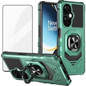 Ailiber Phone Case for OnePlus Nord N30, Plus One Nord N30 Case with Screen Protector, Ring Kickstand for Magnetic Car Mount, Military Grade, Shockproof Rugged Protective Cover for 1Plus N30-Green