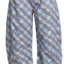 Women's Printed Barrel Jeans Wide Leg Baggy Denim Pants Mid Rise Boyfriend Plaid Pants Y2k Distressed Trousers Deepblue (US 26)