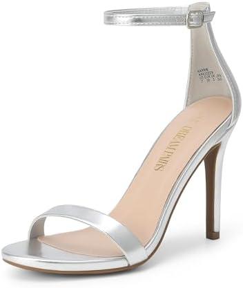 DREAM PAIRS Women's High Heels Flower Ankle Strap Stilettos Round Open Toe Dressy Sexy Sandals US 8.5