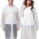 Cosowe Rain Ponchos for Adults Reusable, 2 Pcs Raincoats Emergency for Women Men with Hood and Drawstring (One Size)