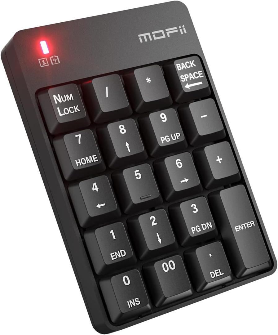 MOFII Number Pad - Black Wireless Bluetooth 5.1 Numeric Keypad Silent 19 Keys USB Keypads, Portable Financial Accounting Numpad 10 Key for Laptop/Notebook/Surface Pro/PC