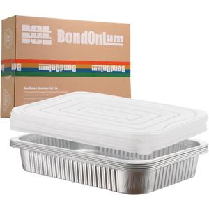 Aluminum Foil Pan with Lids, Heavy Duty Disposable Aluminum Baking Pans, 14.57"10.63" Steam Table Pans for Cooking, Heating, Storing, Prepping Roasting and Chafing (5 Pack Silver w/Lids)