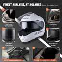 LEM Motorcycle Helmets Full Face, Helmets for Men DOT Certified, PINLOCK & DVS Dual Vision, Motorcycle Street Bike Helmet for Adults Fiberglass Shell Bluetooth Ready for Cruiser(White, Size M)