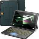 INFILAND Keyboard Case for Samsung Galaxy Tab A9+/A9 Plus with 7-Color Backlight & High Precision Trackpad, Slim and Portable Detachable Folder Style Keyboard Case for Tab A9+ 11 inch,Midnight Green
