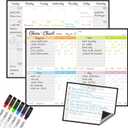 Magnetic Dry Erase Chore Chart and Calendar Bundle for Fridge - Chore Chart for Multiple Kids,Monthly Calendar,One Bonus to-do Whiteboard and 6 Extra Fine Tips Markers Included!