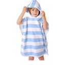 Toddler Bath Towel Poncho Thick Cotton Striped Beach Towels for Kids Gifts (2-6, Blue)