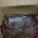 HIGOGOGO Round Stuffed Pouf Ottoman, Pu Leather Poufs with Foam Chunk Filling, Furry and Fluffy Pouf Foot Stool Storage Ottoman, 20 X 15 Floor Poufs Foot Rest for Living Room,Dark Brown