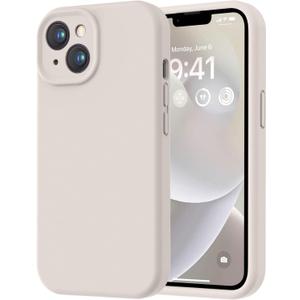 LOVE 3000 Designed for iPhone 14 Case, Premium Silicone with [Soft Anti-Scratch Microfiber Lining] Shockproof Protective Phone Case for Men Women Girls 6.1", Stone