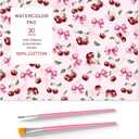 Watercolor Paper Pad 9x12 in, 30 Sheets 140Lb Cold Press, 2 Brushes