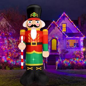 Christmas Inflatable Nutcracker Giant Lighted Interior Inflatable Christmas Decoration with Built in Fan and Anchor Ropes (Nutcracker)