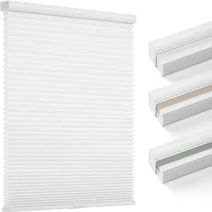 Changshade Cordless & Light Filtering Cellular Shade, Tools-Free Pleated Polyester Honeycomb Shade, Light Blocking Window Shade and Blind, 27 inches Wide, White CEL27WT50B