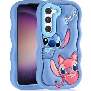 JoySolar Cute Cartoon Phone Case 3D Character Design Cases for Samsung Galaxy S23 - for Boys Girls Women Teens Kawaii Unique Fun Cool Funny Silicone Soft Shockproof Cover, Blue
