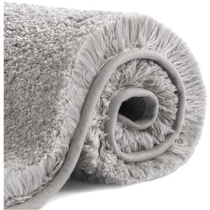 VANZAVANZU Bath Mats Non Slip Ultra Soft Absorbant Microfiber Fluffy Thick Bathroom Rugs Machine Washable (24"x36", Light Gray)