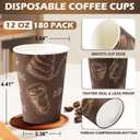 Coffee Cups 12 oz Paper Cups 180 Pack, Thickened Paper Coffee Cups Disposable 12 oz Coffe Cup, Hot/Cold Beverage Drinking Cup for Office, Home, Party