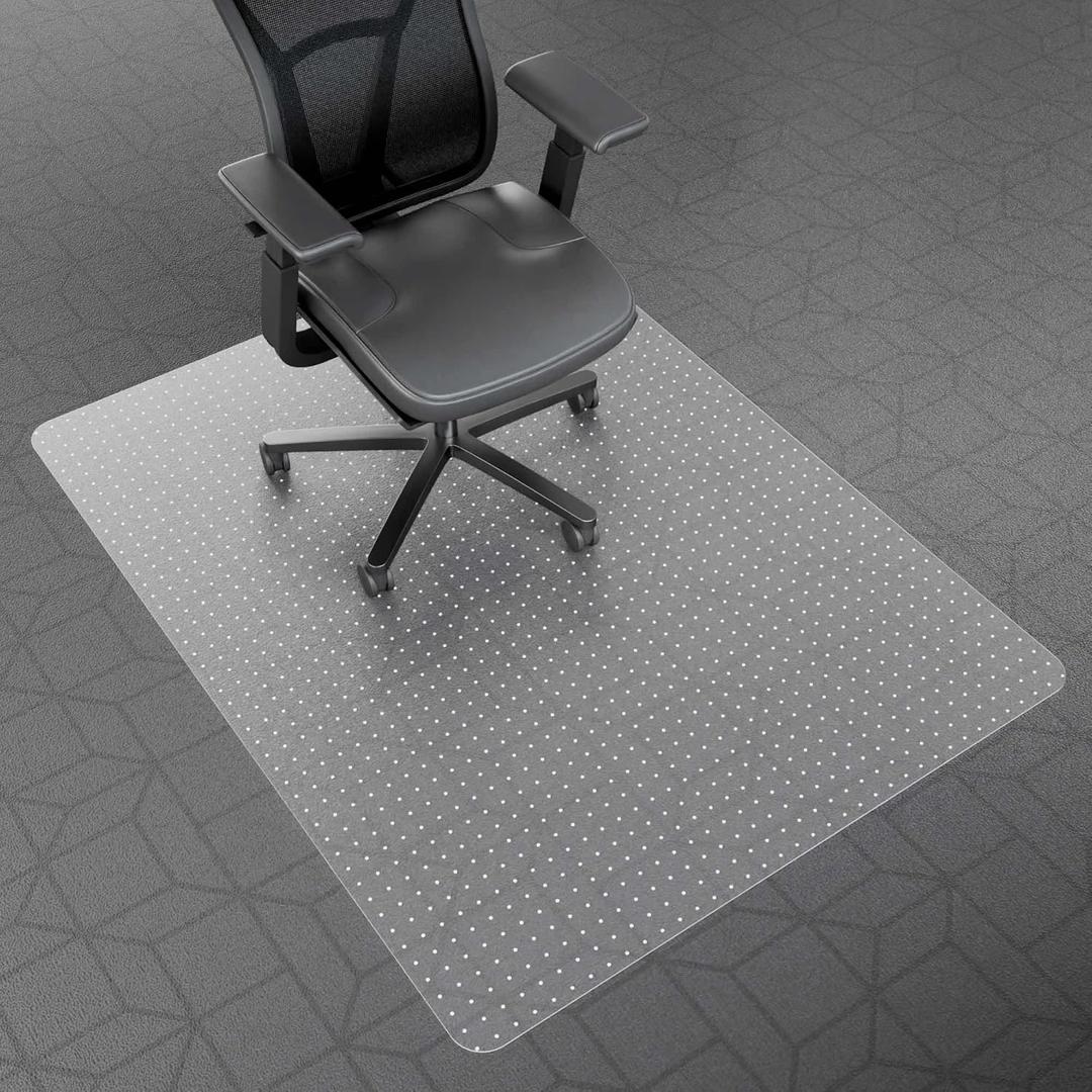 Office Desk Chair Mat for Low Pile Carpeted Floors, 53" x 45" Clear Floor Protector Mat Under Desk, Large Anti Slip Plastic Chair Mat, Easy Glide, Rectangular