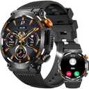 Military Smart Watch for Men Answer/Make Call, Outdoor Waterproof Tactical Sports Smartwatch with LED Flashlight Compass, Heart Rate Sleep Monitor Fitness Tracker Watches for iPhone Android Phone