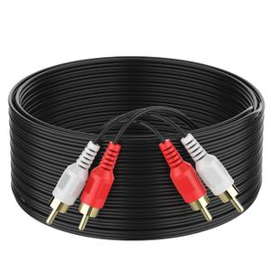 RCA Cable 30ft,2RCA M/M Stereo Audio Cable [24K Gold Plated | Copper Core] 2RCA Male to 2RCA Male.for Home Theater, HDTV, Amplifiers, Hi-Fi Systems,Speakers
