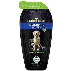 FURminator DeShedding Shampoo Squeezable Pouch,16 Fluid Ounces, Moisturizing Deshedding Shampoo for Dogs in Self-Sealing,Spill-Resistant Pouch Helps Reduce Excess Shedding and Nourishes Skin and Coat