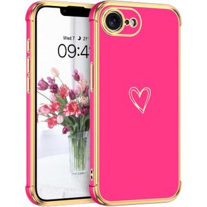 BENTOBEN for iPhone 16e Case 2025, Cute Phone Case iPhone 16e Heart Pattern Slim Thin Soft Flexible Shockproof TPU Bumper Lightweight Women Girls Boys Protective Cover for iPhone 16e 6.1", Hot Pink