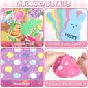 71Pcs Easter Bunny Bulletin Board Classroom Decorations Spring Candy Bunnies Egg Door Decorations Multi-Color Rabbits Paper Cutouts Door Wall Stickers for Church Sunday School Chalkboard Decor