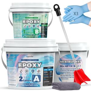 3 Gallon Gray Epoxy Floor Kit, 100% Solids, Self-Leveling | Creates a thick, high-gloss coating that resists hot-tire pickup, chemicals, oil, abrasion, and heavy garage traffic