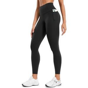 CRZ YOGA Butterluxe Workout Leggings Pockets 25'' - High Waisted Gym Womens Yoga Pants Buttery Soft (Black, L)