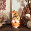 RM ROOMERS Fall Decor Gnome Figurine Decorations with LED Pumpkins, Orange Gnome for Autumn Table Decor, Small Gnome Statue for Table Centerpiece Tiered Tray Thanksgiving Decoration
