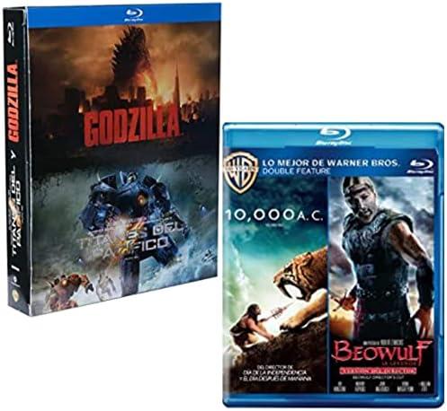 4-Film Action & Adventure Collection: Godzilla / Pacific Rim / 10,000 B.C. / Beowulf (4-Movie Collection) [Spanish Artwork]