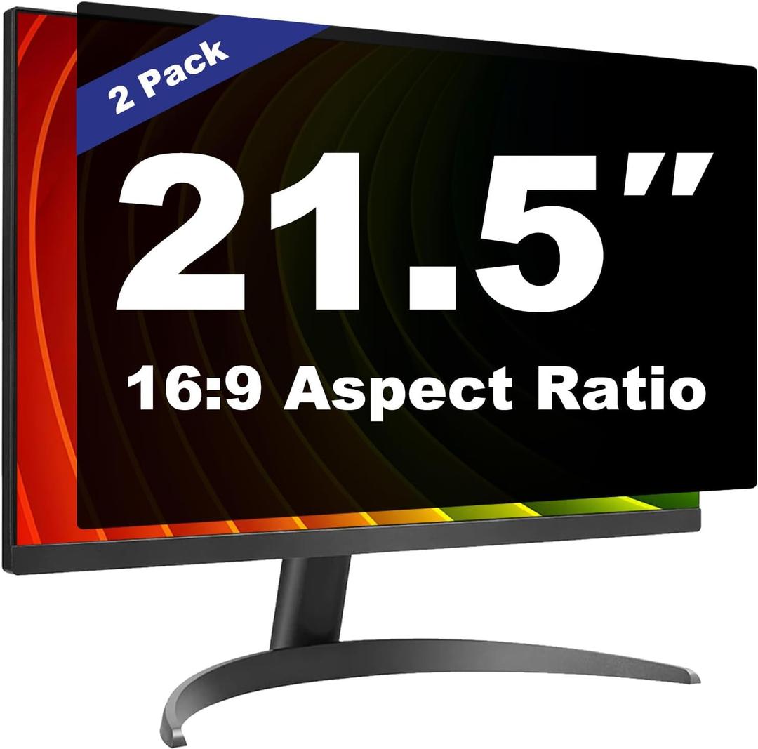 [2 Pack] 21.5 Inch Computer Privacy Screen Shield for 16:9 Widescreen Desktop Monitor - Anti-Glare Blue Light Privacy Filters and Anti Spy Privacy Screen Protector Film