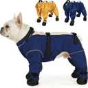 Waterproof & Dirt-Proof Dog Rain Boots for Small Medium Dogs  Adjustable One-Piece Paw Protectors with Reflective Strips and Non-Slip Soles for Rain Snow, Blue L