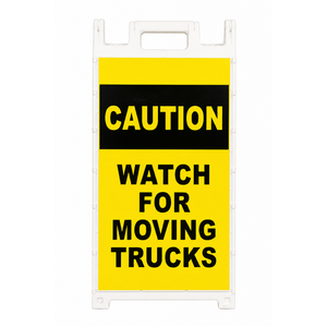 Cortina PLASTX FF HD Safety Barricade, Caution Watch Out For Moving Trucks, 20lbs