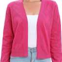 Urban CoCo Women's Long Sleeve V-Neck Open Front Shrugs Soft Knit Sweater Cardigan (Pink, M)