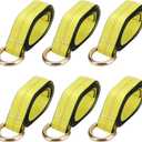 6PCS 2 Inch x 8.2 Ft Lasso Tow Strap with D Ring, 10,000Lbs Load-Bearing Auto Tie Down Straps, D Ring Wheel Lift Straps Tow Truck Straps for Trailer Tow Truck, Yellow