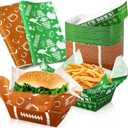 Pajean 100 Pcs Football Party Decoration 1.1 lb 50 Football Paper Food Serving Trays with 50 Grease Resistant Liner Papers for Birthday Party Supplies Sport Game Event Favors