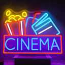 Cinema Neon Sign Dimmable Movie Neon Light Sign for Wall Decor Film Theater Led Signs for Home Bar Movie Night Party Man Cave Film Room Gift 15.7" x 12.2"