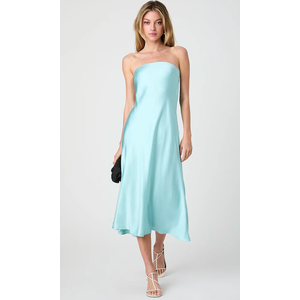 Women's Oona Satin Strapless Midi Dress Pastel Turquoise, Size XS
