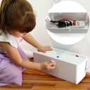 Power Strip Cover Box - Effectively Baby Proofs Power Strip with Patented Dual Lock. Convenient Side Openings for Cords & Cables. Protects Small Hands & Fingers (White)