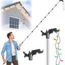 3-15Ft Christmas Light Hanger Pole with Utility Hook, Adjustable Extension Pole for Hanging Christmas Lights, Outdoor String Light Installation Tools, String Light Hanging Kit