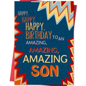 2 x Son Birthday Card, To My Son Birthday Card Gifts from Mom Dad,Gifts for Adult Sons Gift Ideas-8x5.3 Inches, Double-Sided (BX254)