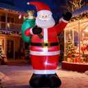 8 FT Christmas Inflatables Outdoor Decorations, Santa Claus with Candy and Gift Bag, LED Lighted Blow Up IP68 Weatherproof Standing Santa Xmas Indoor Outdoor Decor for Yard Garden Lawn Mall Party