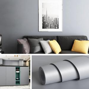Livelynine 15.8x197 Light Grey Contact Paper Peel and Stick for Cabinets Rental Friendly Kitchen Cabinet Wallpaper Adhesive Vinyl Wrap Gray Desk Cover Removable Wall Paper Modern Bedroom Bathroom
