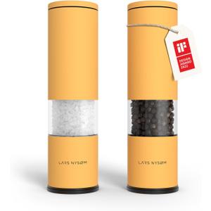 LARS NYSM Salt and Pepper Grinder Set Manual, Stainless Steel Salt and Pepper Mills with Adjustable Ceramic Grinder I Design Spice Shakers (Mustard Yellow)