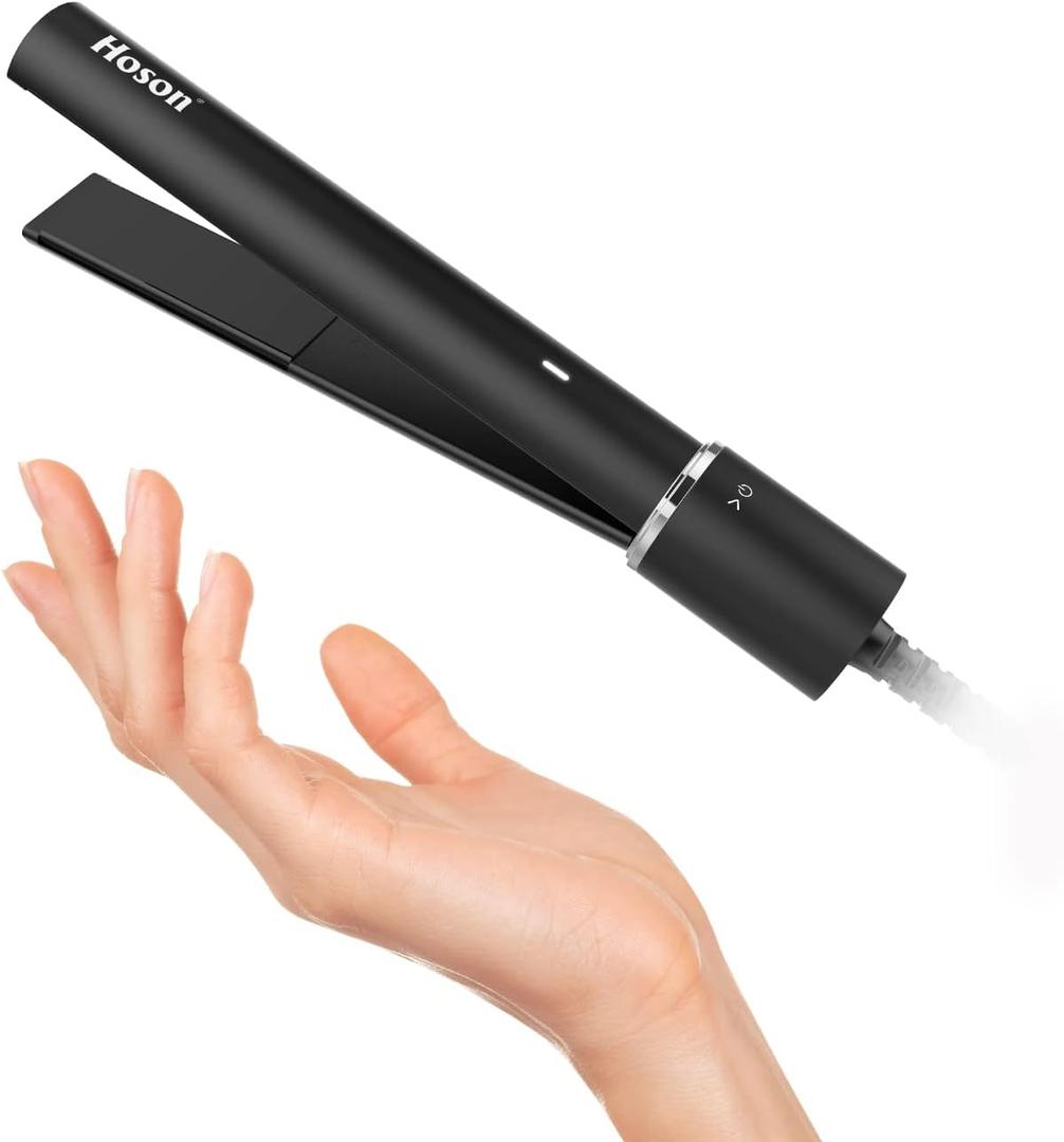 Mini Flat Iron for Bangs,Ceramic Travel Hair Straightener Small, Dual Voltage Fast Heat Flat Iron for Short Hair (Black)